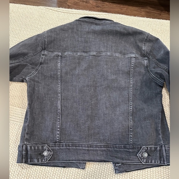 Judy Blue Jean Jacket Womens L Charcoal Black Denim Trucker Button Up Stretch - Picture 7 of 8